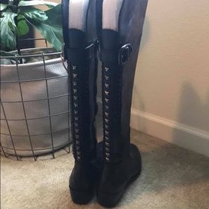 Vince Camuto knee high leather boot, stud detail.